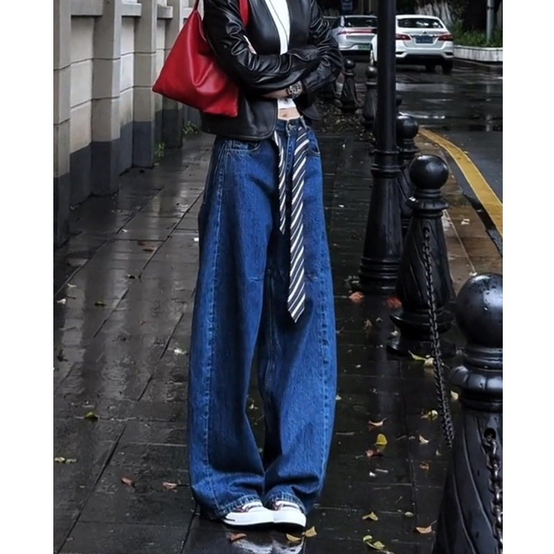 牛仔裤女士2025冬季新款裤子显瘦高腰长裤时尚蓝色宽松阔腿弯刀裤,女装/女士精品,牛仔裤,淘宝优惠券,粉丝福利购,淘宝优惠卷