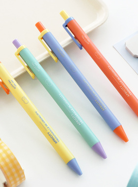 韩国iconic糖果色0.38黑色中性笔书写流畅按压式学生办公中油水笔