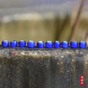 老琉璃珠手工瓷白套料老琉璃珠子蓝色白芯琉璃珠8mm饰品配珠散珠