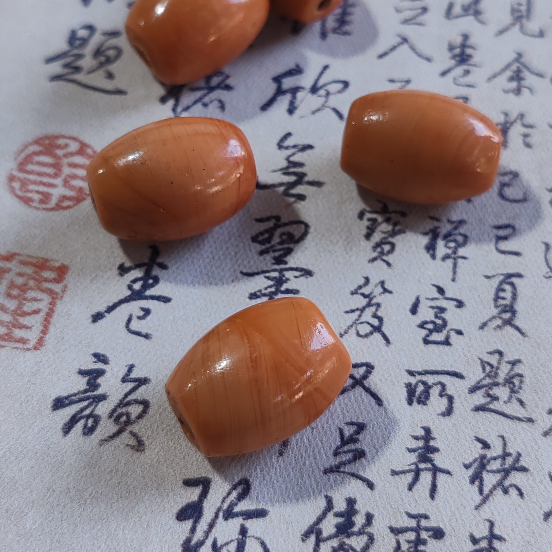古法纯手工老琉璃15*19㎜橄榄形/莲子形老琉璃珠散珠佛珠文玩配珠