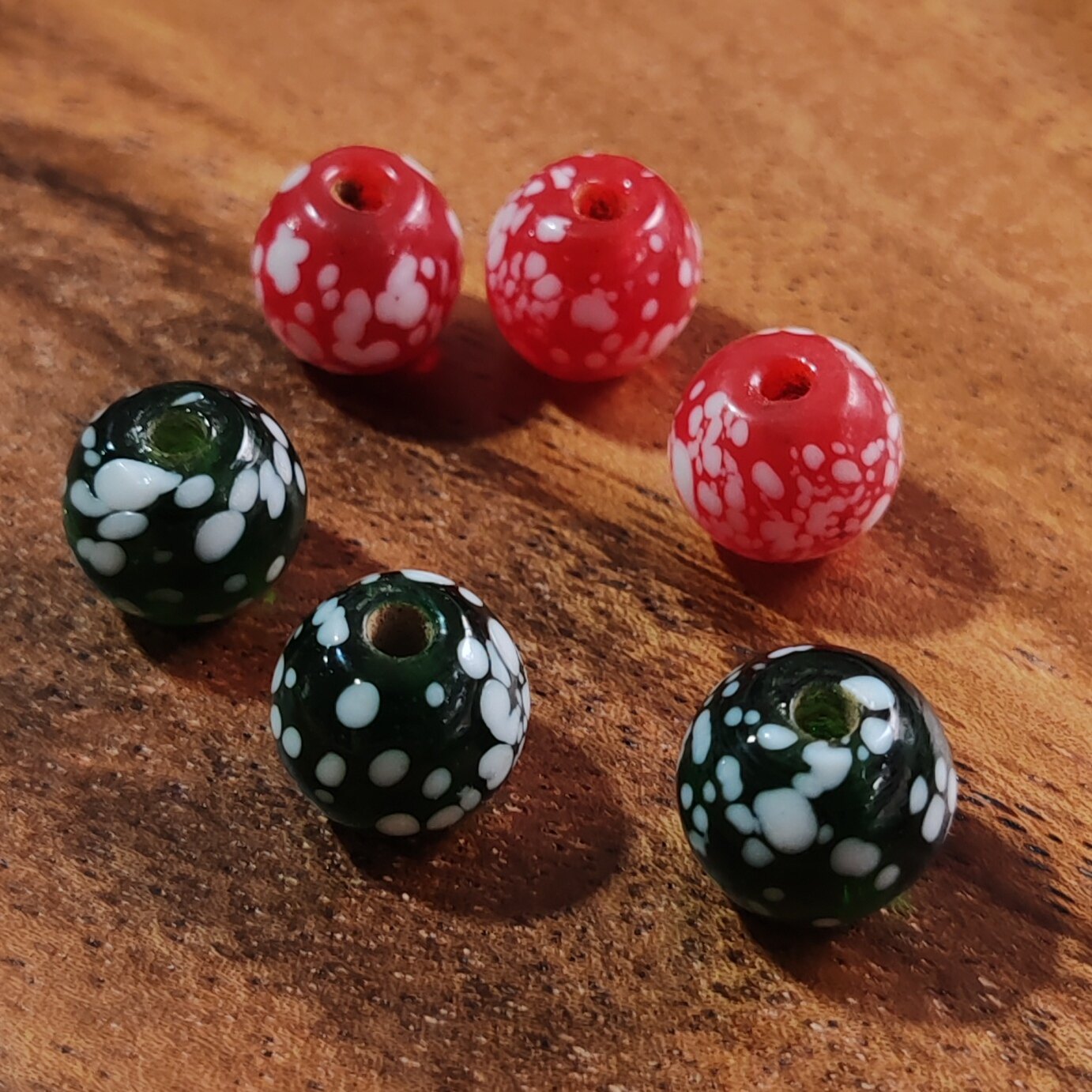 博山古法纯手工11-12㎜点彩老琉璃珠子佛珠散珠diy配珠配饰