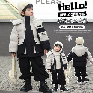 中小童白鸭绒外套2025新款冬装加厚棉衣男童冬季防寒派克服羽绒服