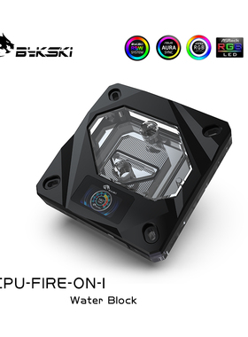 Bykski CPU-FIRE-ON-I CPU水冷头2011 115X平台I7温度彩色LCD屏幕