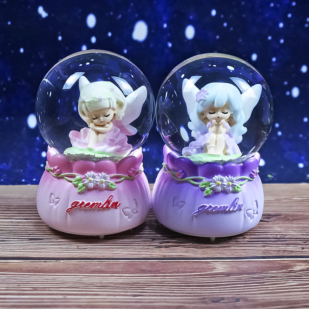 少女心精灵花仙子小号发光水晶球儿童生日礼物学生创意摆件礼品