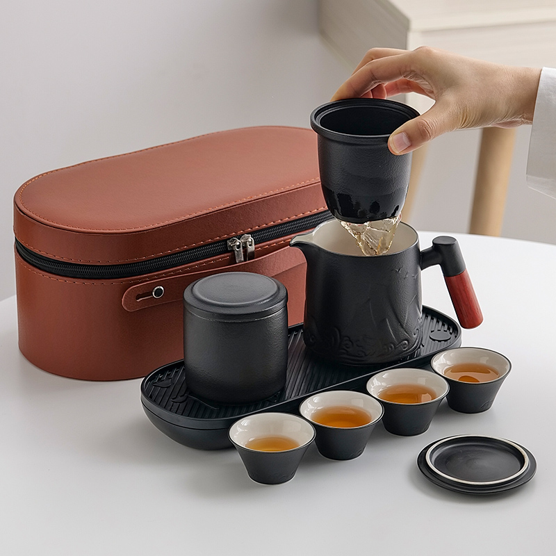 旅行茶具便携式一壶四杯户外露营旅行装备随身功夫泡茶壶定制logo
