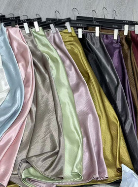 秋季绝美高级垂感紫色醋酸缎面半身裙女冬2025新款鱼尾长裙裙子