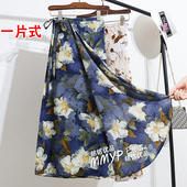 夏季 碎花雪纺裙子沙滩裙半裙长裙 裹裙半身裙女薄款 新款 绑带一片式