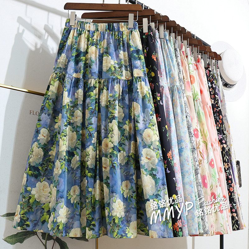 高级！高货法式油画风印花半身裙