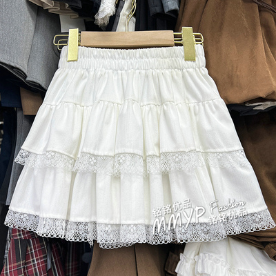 甜酷范！小白裙蕾丝花边短裙