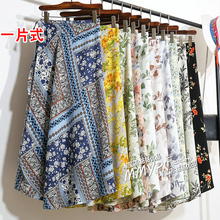 民族风傣族碎花雪纺裹裙一片式半身裙绑带女夏季新款沙滩裙子半裙