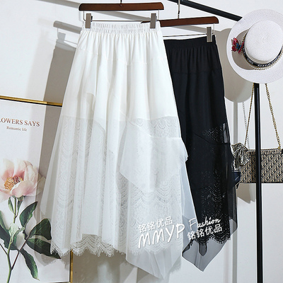 设计感小众蕾丝白色网纱半身裙