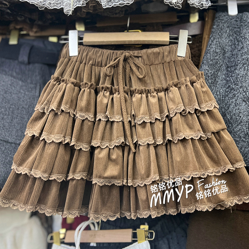 复古层层丝绒蛋糕短裙