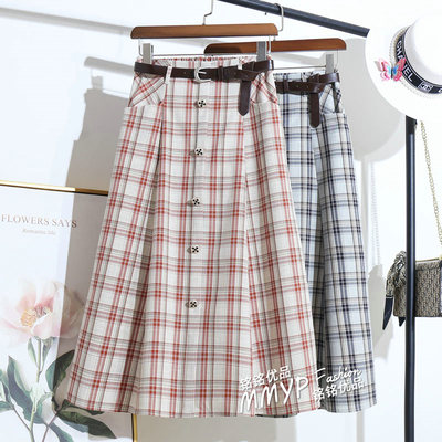 今年流行伯克利遮胯百搭大摆格子半身裙女秋冬2025新款格纹长裙子