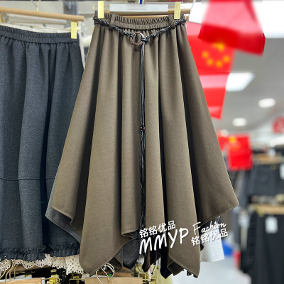 好看！加厚不规则斜边毛呢半身裙