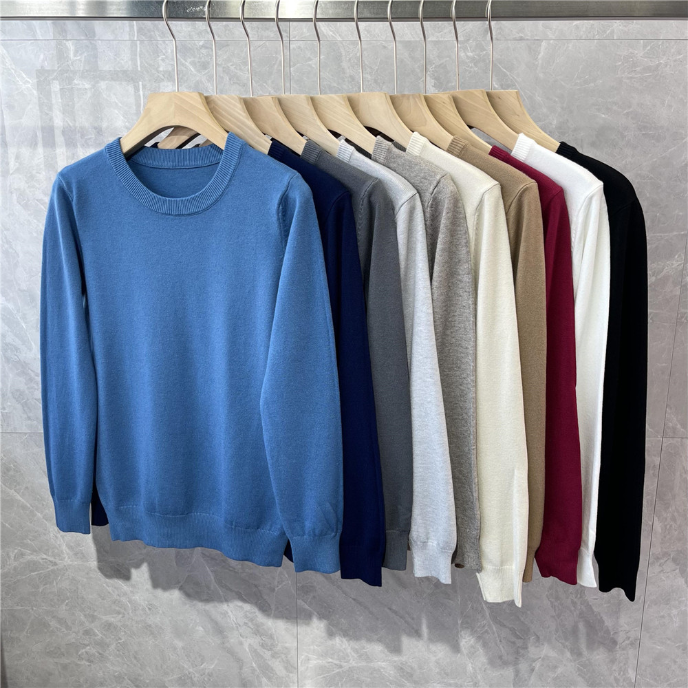 AUTUMN AND WINTER SOLID COLOR ROUND NECK SWEATER MENS KOREAN STYLE SLIM PULLOVER JAPANESE STYLE SOLID COLOR CASUAL ALL-MATCH KNITTED BOTTOMING SHIRT TIDE