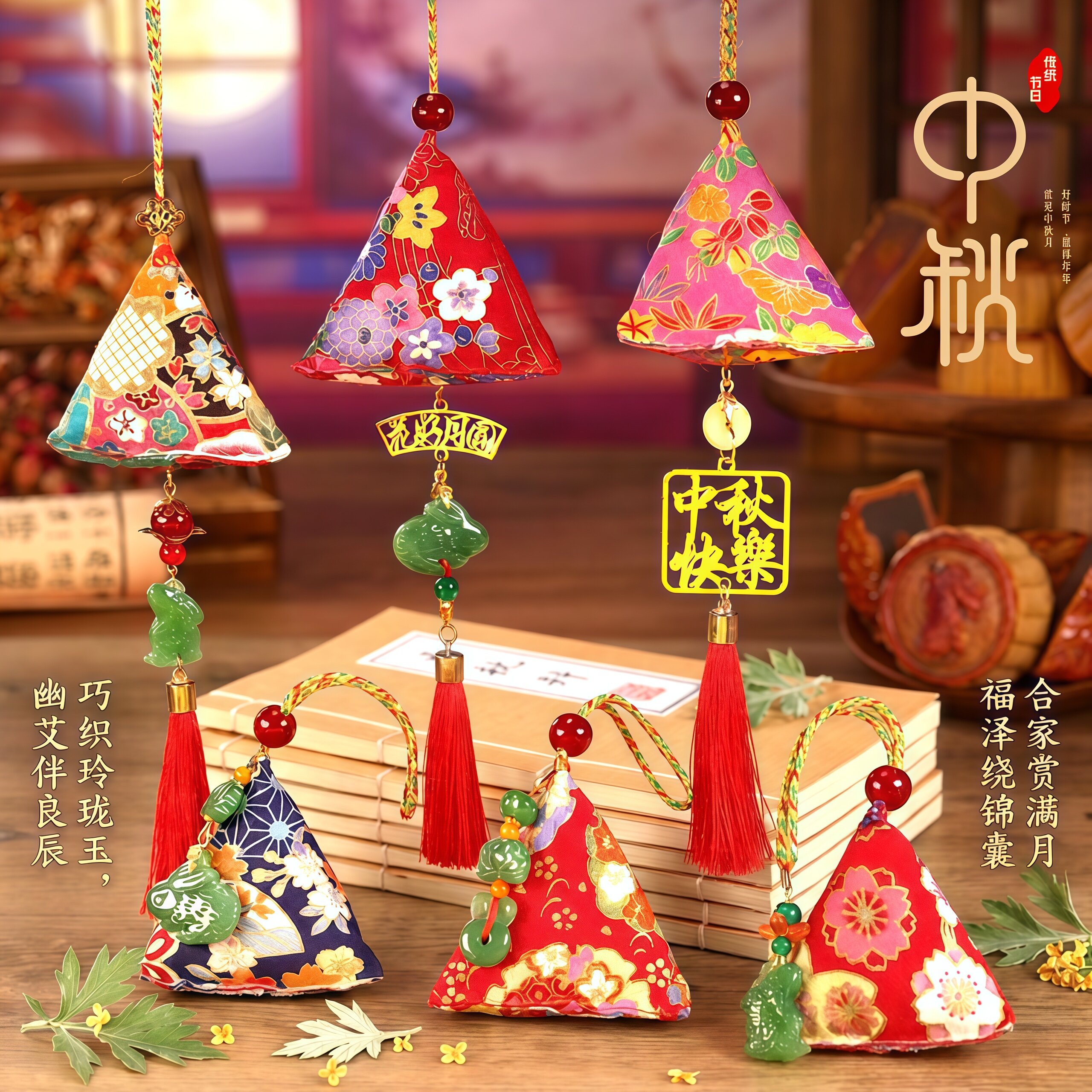 中秋节挂饰艾叶香包兔子挂饰图片