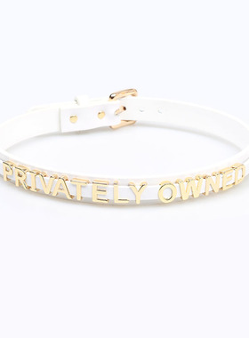 定制白色牛皮英文字母choker锁骨链sm项圈女颈带饰品牵引套装礼物