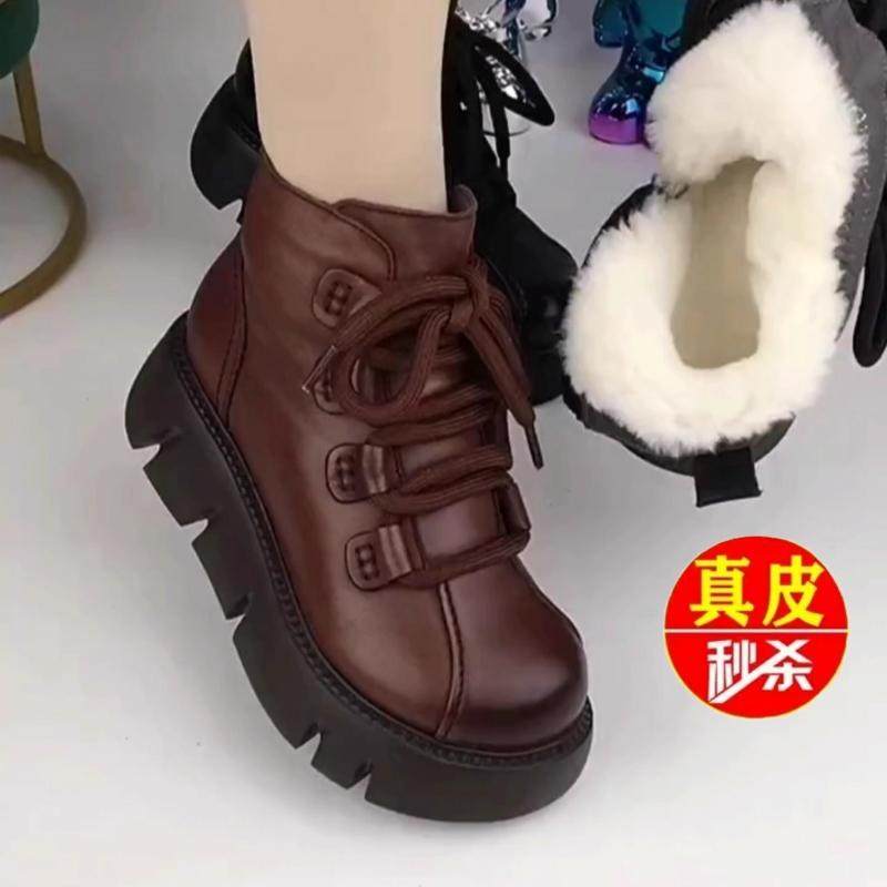 断码品牌鞋冬季加厚棉鞋女厚底雪地靴加绒保暖防滑中老年妈妈短靴