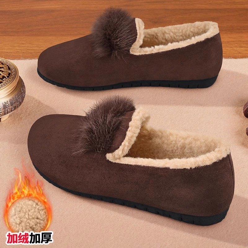 撤柜品牌女鞋豆豆鞋女冬季加绒保暖妈妈棉鞋软底一脚蹬加厚毛毛鞋,女鞋,时尚雪地靴,淘宝优惠券,粉丝福利购,淘宝优惠卷