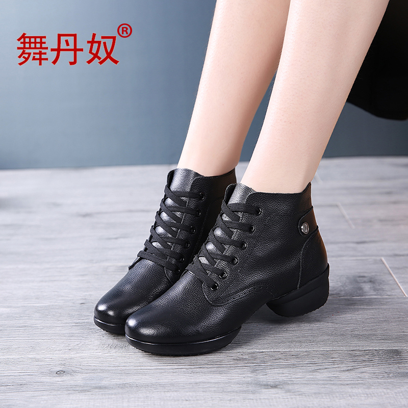 舞丹奴舞蹈鞋女士软底真皮秋冬季新款广场舞鞋网面成人水兵跳舞鞋