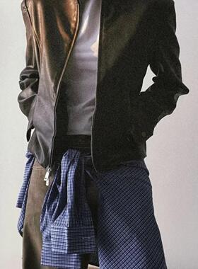 Undulate 复古皮衣 正肩擦色 力挺版型皮质夹克 女式外套