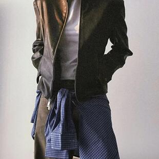 Undulate 复古皮衣 正肩擦色 力挺版型皮质夹克 女式外套