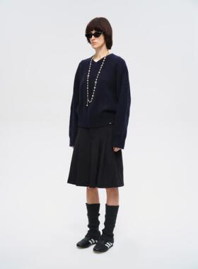 Undulate.Co 秋冬初剪羊驼毛 V领廓形 柔软厚实保暖 卫衣长袖毛衣