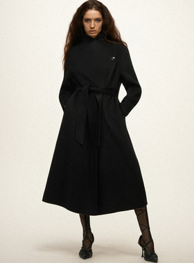 Undulate 甄选羊毛羊绒 立领长款 伞型双面呢大衣 大长外套