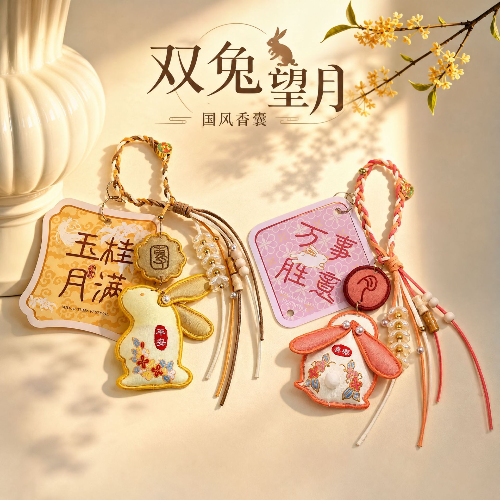 中秋祈福国风兔子香囊挂件