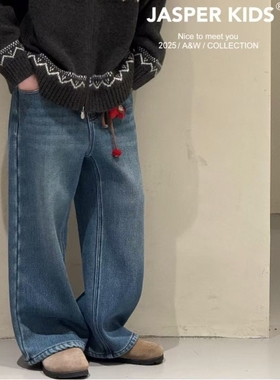 JASPER波拉bora韩国童装2025冬装男女童加绒运动裤中大童厚款长裤