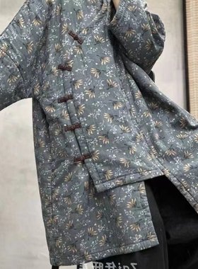 盘扣中长款棉衣宽松棉服女