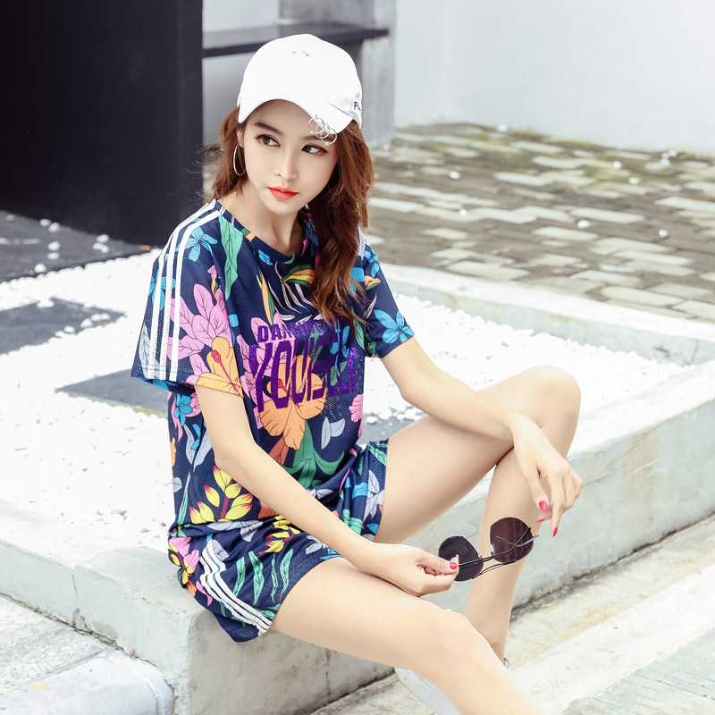 短袖跑步运动套装女洋气休闲服两件套2025年夏季夏装新款时尚妈妈