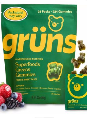 Gruns Daily Gummies, Super Greens Gummies - Organic Spirulin