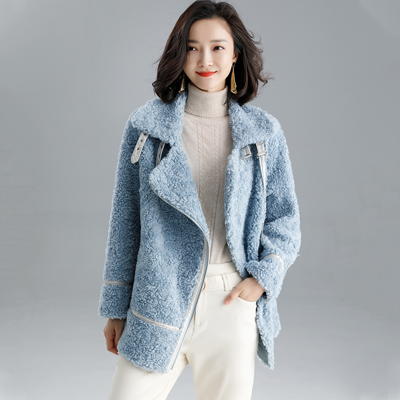 秋冬季韩版羊剪绒大衣女纯羊毛颗粒绒羊卷毛皮毛一体皮草短款外套,女装/女士精品,皮草,淘宝优惠券,粉丝福利购,淘宝优惠卷