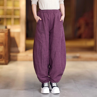 百搭灯笼裤 古石后原创布衣棉裤 加厚防寒裤 外穿汉麻宽松大码 女冬季