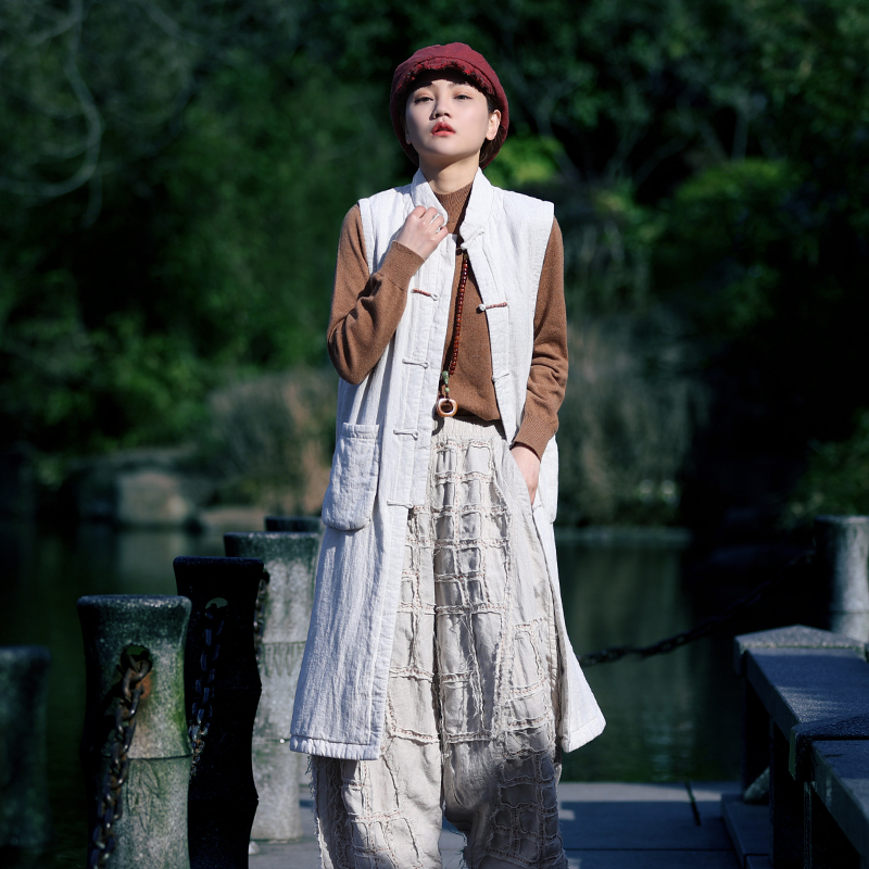 古石后新中式国风中长款棉马甲