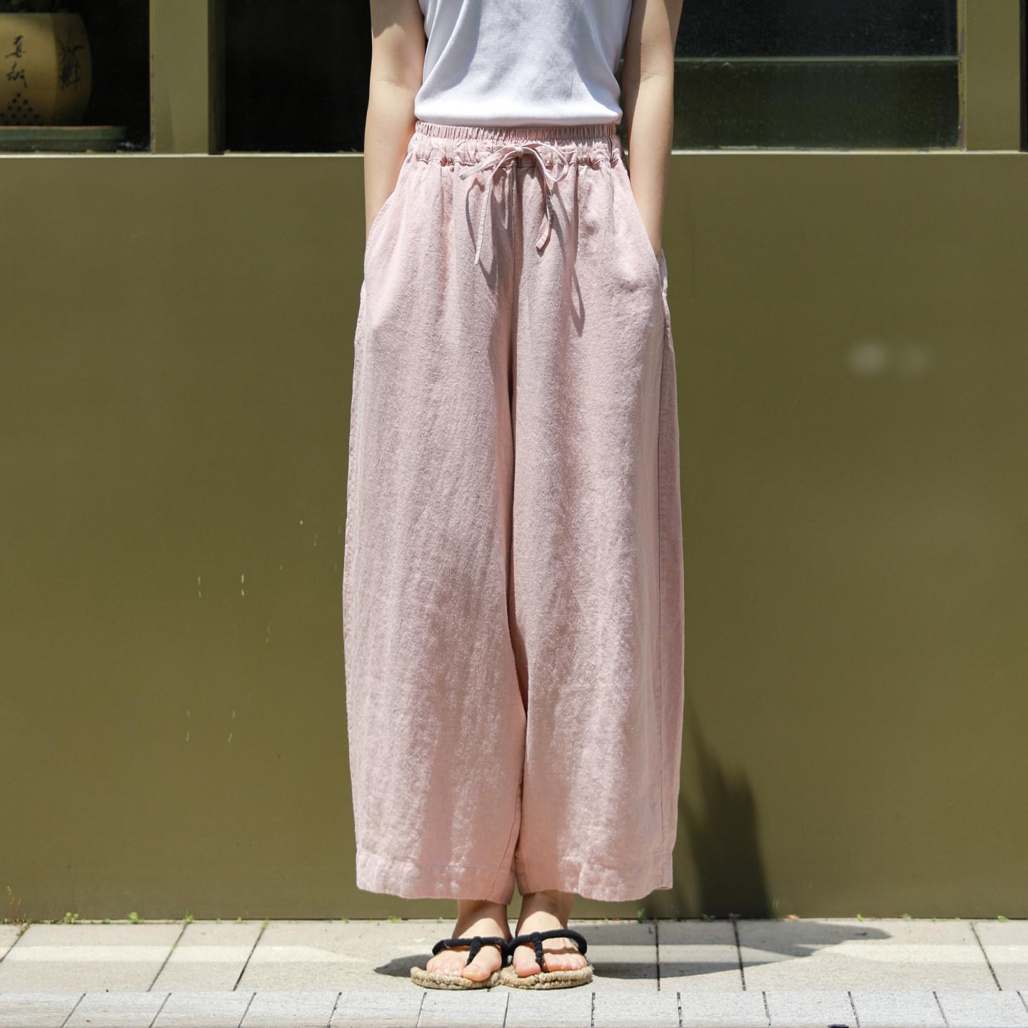 古石后原创夏季裤子女2026新款多色百搭休闲裤松弛感汉麻阔腿裤