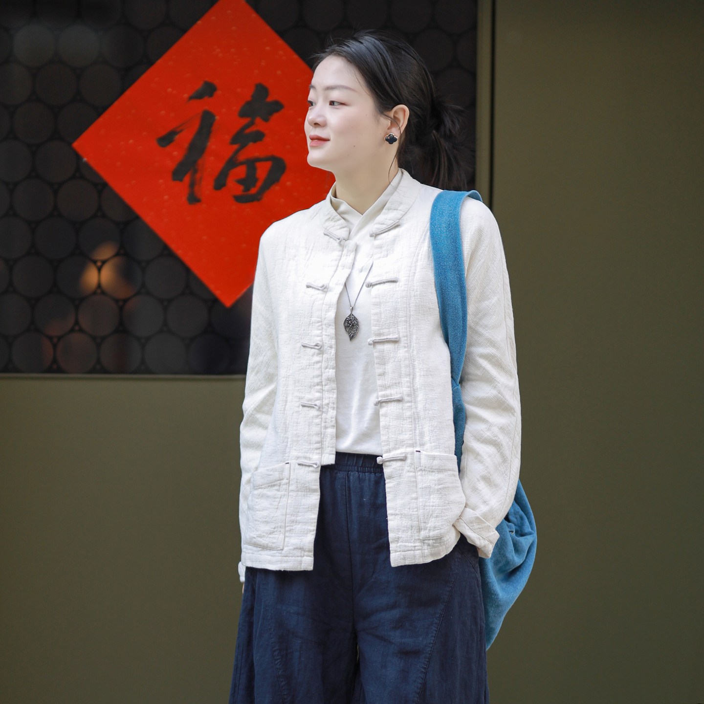 古石后原创新中式衬衫厚外套女春秋季亚麻中国风盘扣对襟唐装上衣,女装/女士精品,短外套,淘宝优惠券,粉丝福利购,淘宝优惠卷