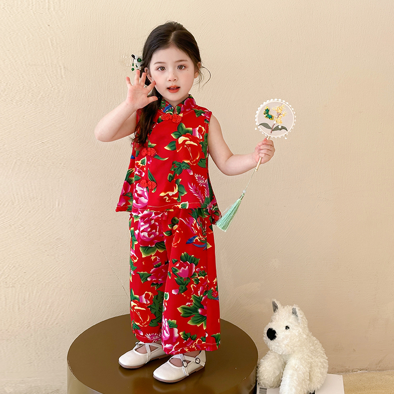 女童夏季东北大花套装