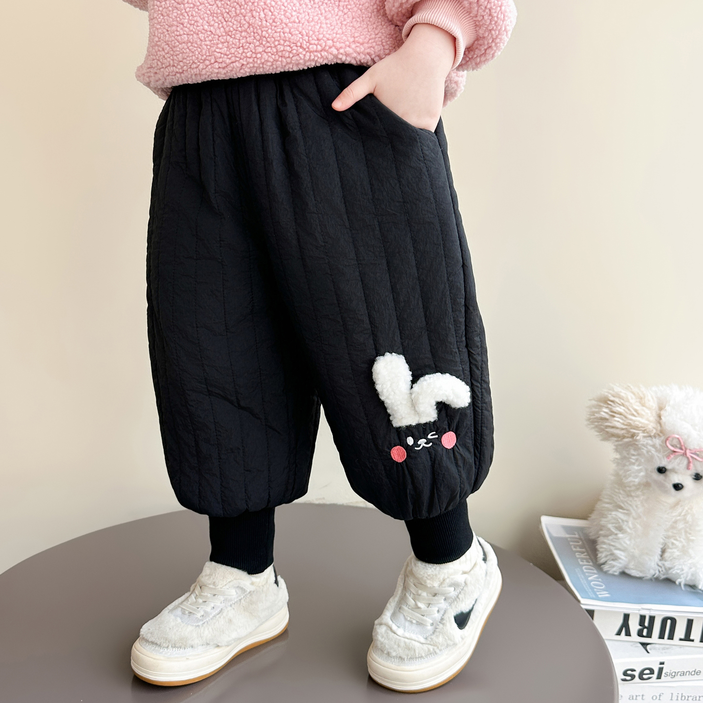 女童加绒棉裤冬季加厚儿童束脚裤2025新款宝宝夹棉长裤洋气裤子潮