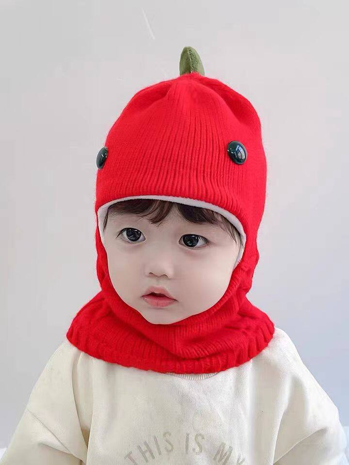 儿童帽子2023新款冬天围脖一体帽婴儿针织毛线帽宝宝防风护耳帽潮