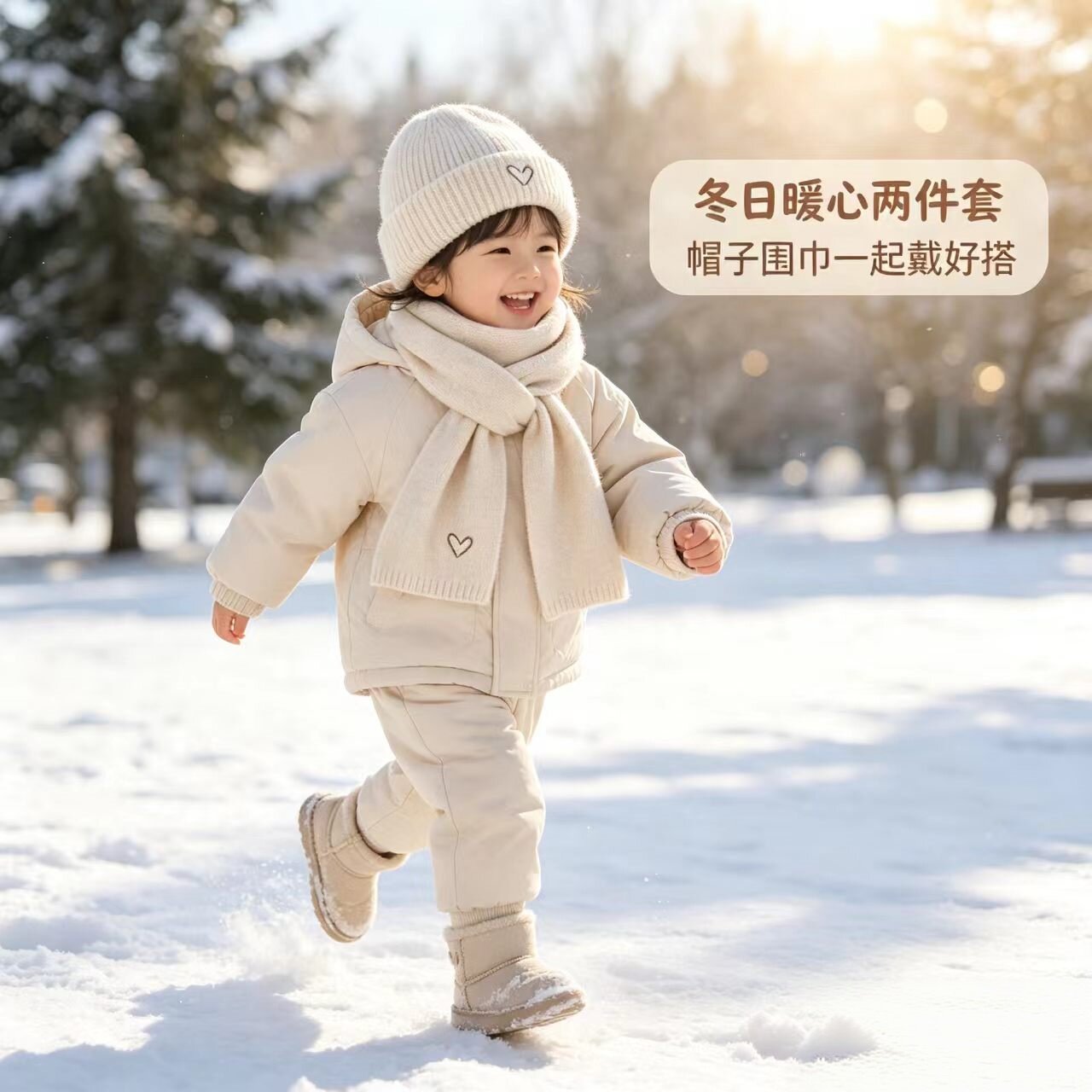 儿童帽子围巾两件套秋冬季针织帽