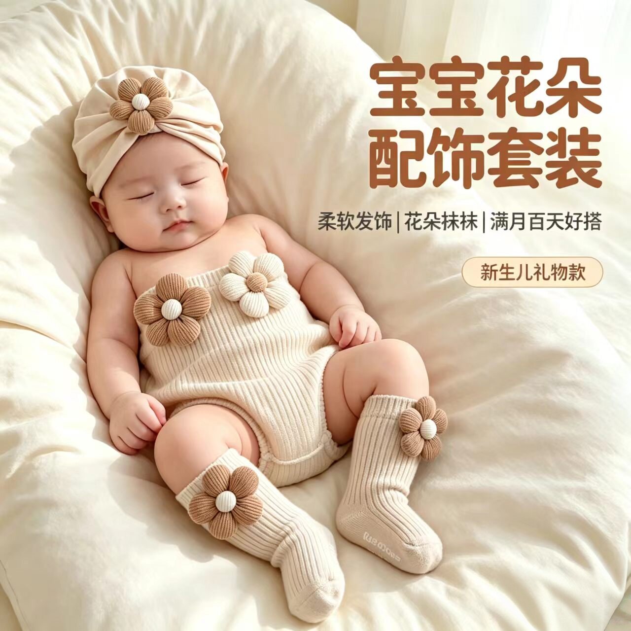 新款帽子春秋可爱花朵婴儿印度帽
