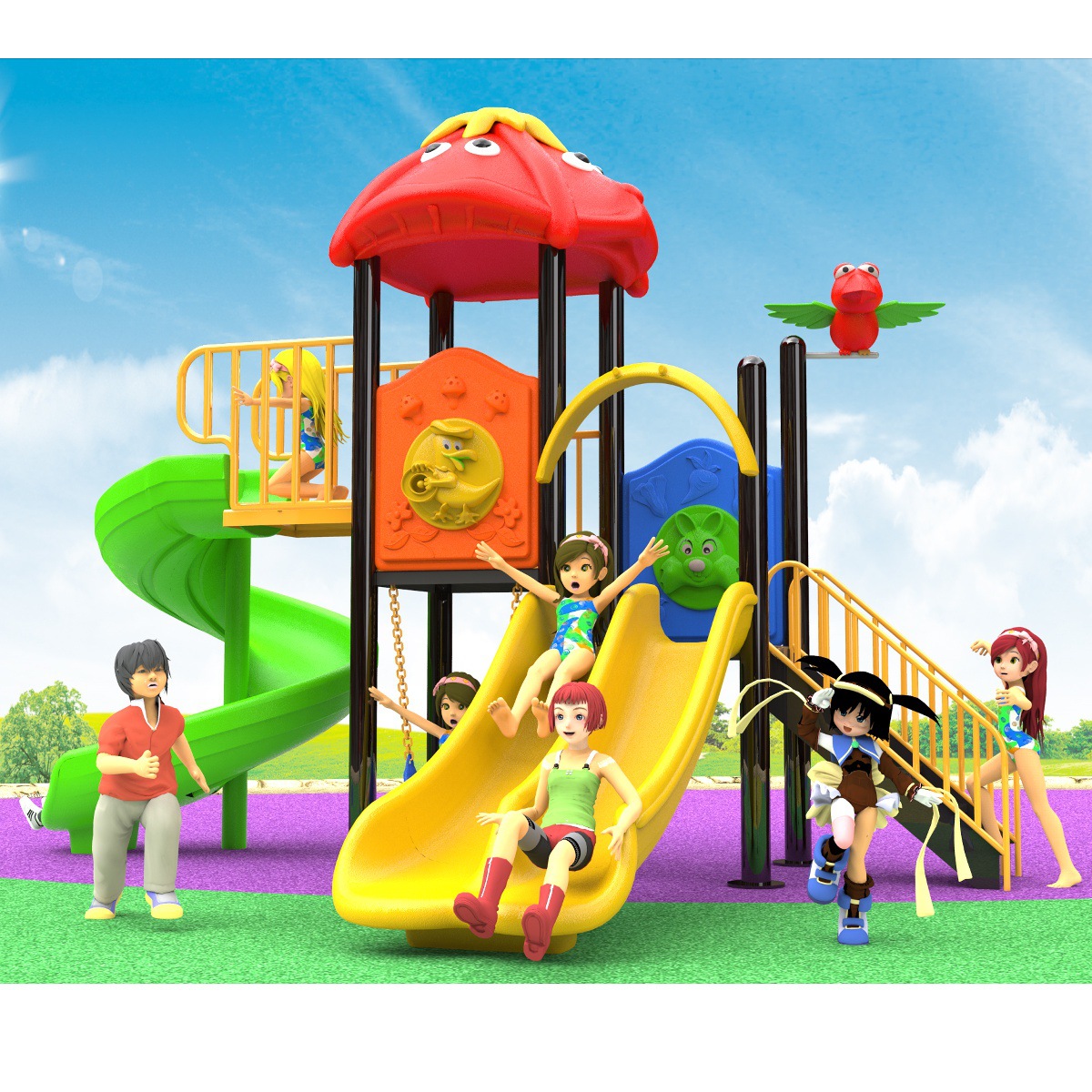 室外大型儿童滑梯幼儿园秋千组合小区民宿商场户外滑滑梯游乐设备