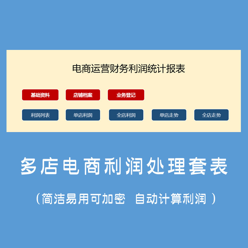 电商多店利润计算电子表格excel模版财务计算表格会计帮帮网设计