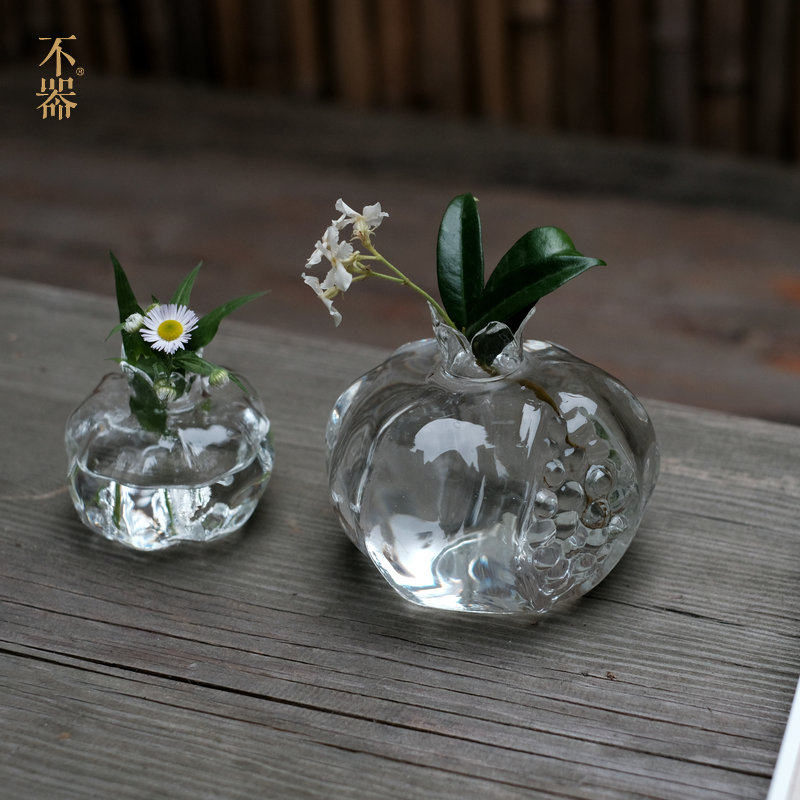 不器茶具 玻璃花瓶迷你水培水养办公桌花瓶.小石榴