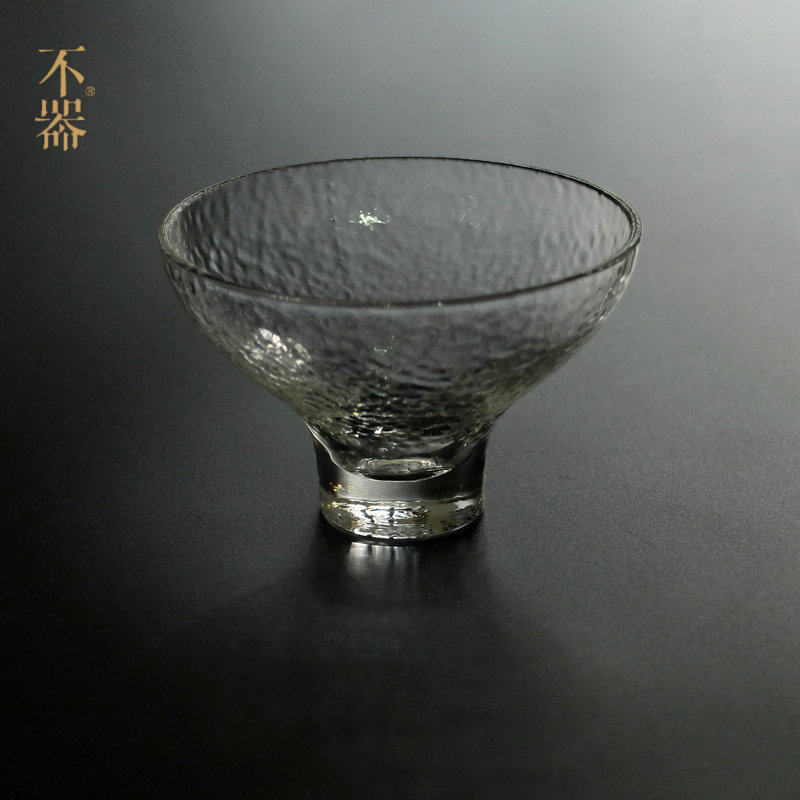 不器茶具 日式手工锤目纹玻璃举杯茶杯主人杯.涵虚