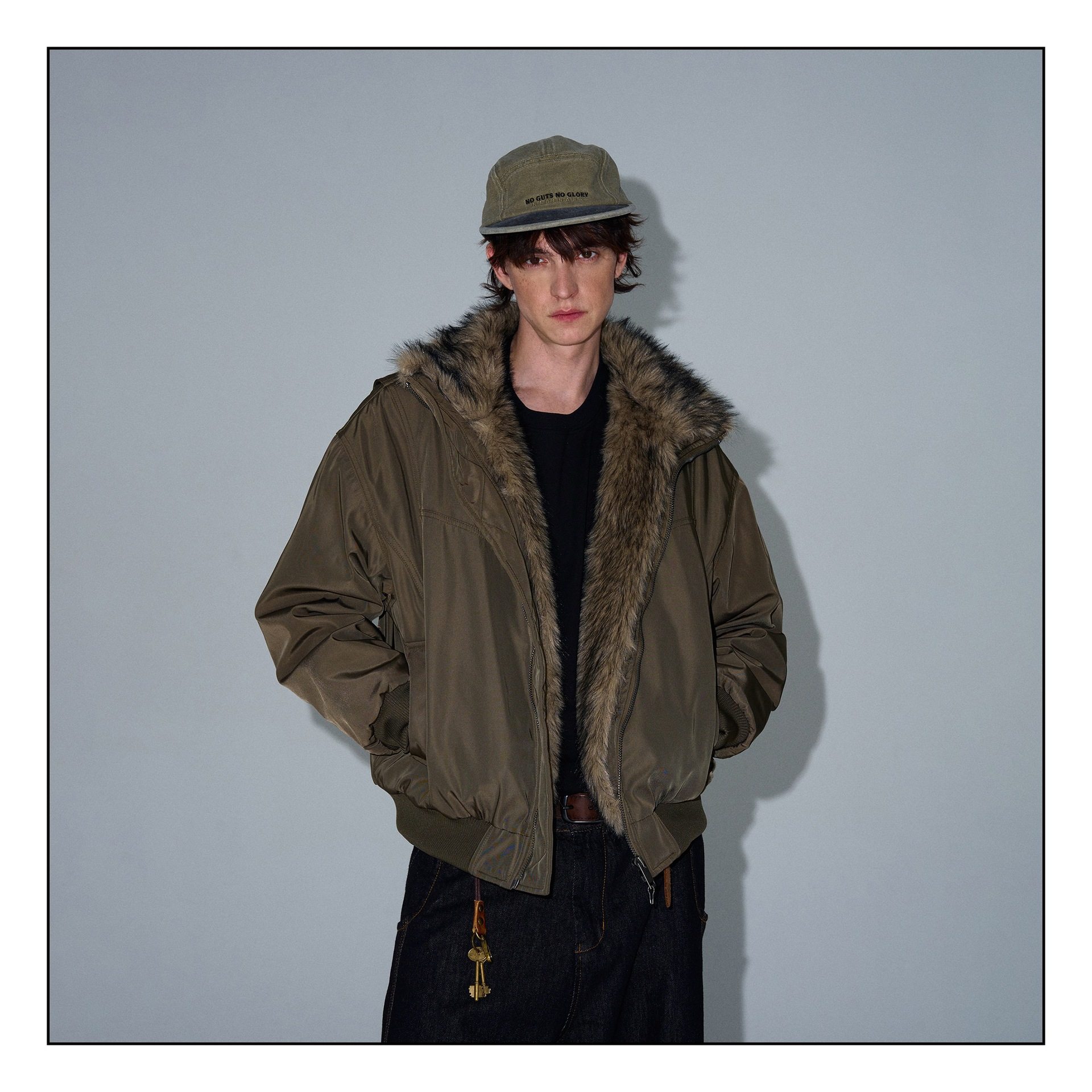 2024冬季美式复古座山雕棉服男女宽松休闲高级感夹棉夹克外套黑色