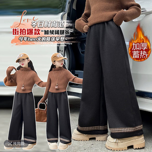 百搭时髦休闲加绒加厚裤 洋气韩版 子 女童秋冬新款 704哈哈家
