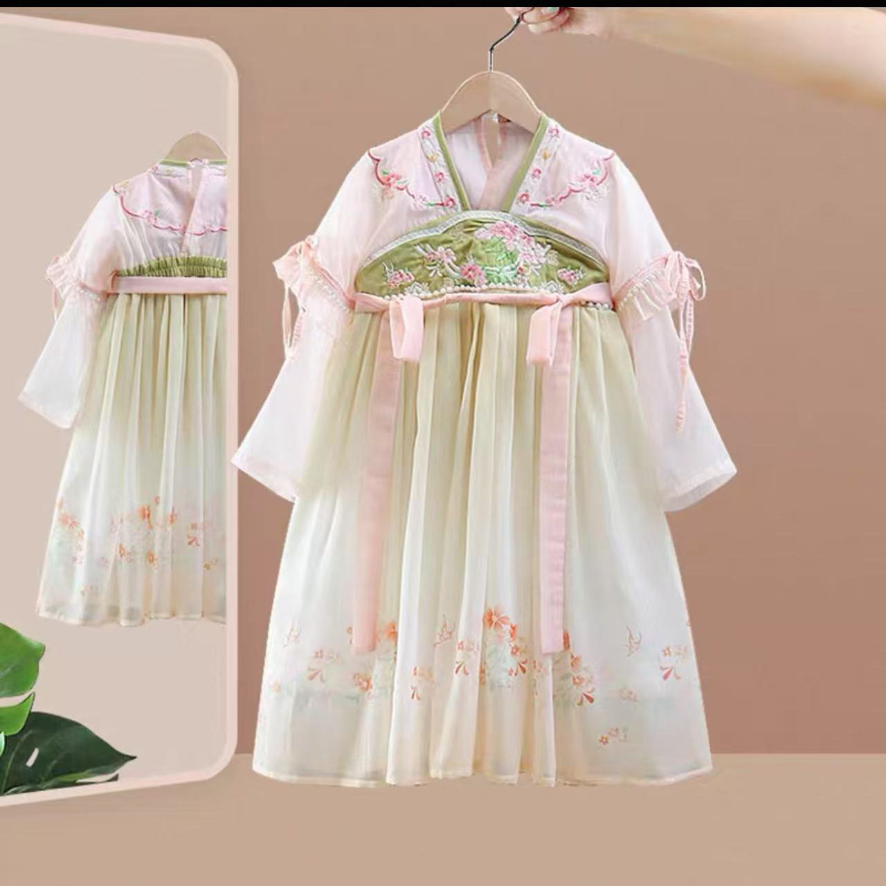 520哈哈家 女童夏季高品质重工刺绣古风汉服连衣裙
